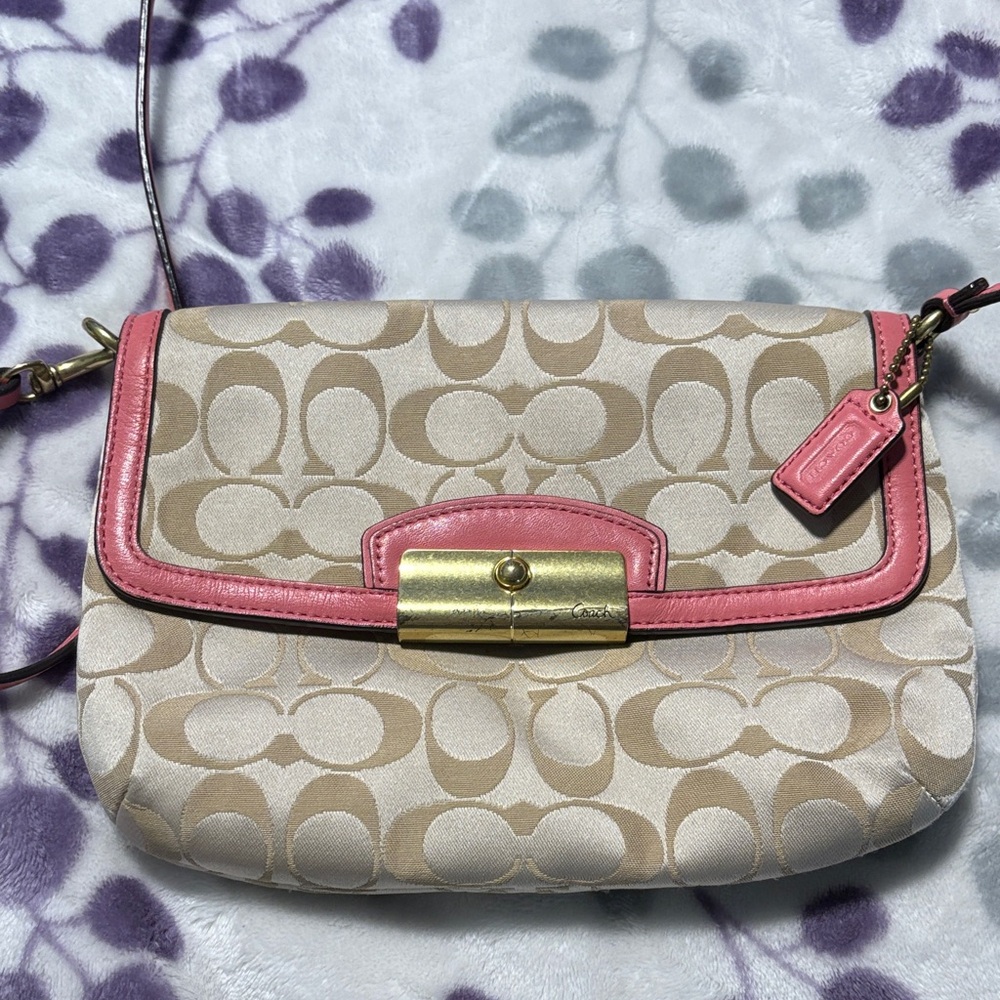 Coach Tan and Pink Crossbody Bag